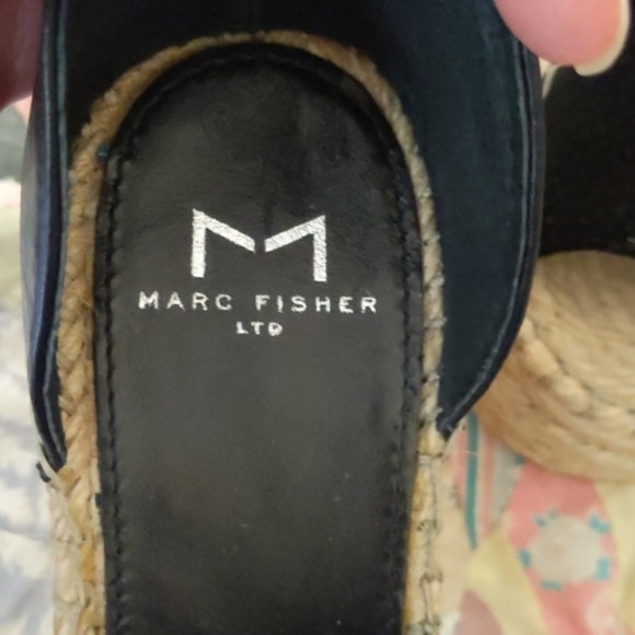 Marc Fisher Adalyn Espadrille Wedge Sandal in Black Suede and Leather - Picture 10 of 13